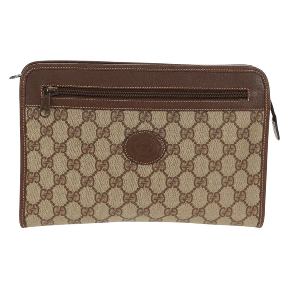 GUCCI GG Supreme Clutch Bag PVC Beige 014 122 6063 Auth 160030V