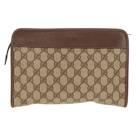 GUCCI GG Supreme Clutch Bag PVC Beige 014 122 6063 Auth 160030V