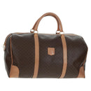 CELINE Macadam Canvas Boston Bag PVC Leather Brown Gold Auth 160037-1