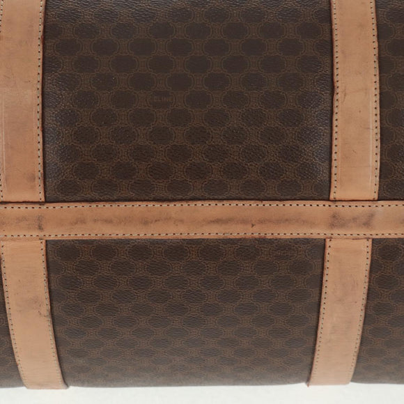 CELINE Macadam Canvas Boston Bag PVC Leather Brown Gold Auth 160037