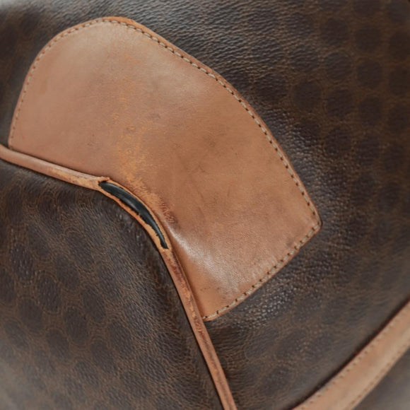 CELINE Macadam Canvas Boston Bag PVC Leather Brown Gold Auth 160037