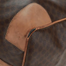 CELINE Macadam Canvas Boston Bag PVC Leather Brown Gold Auth 160037-15