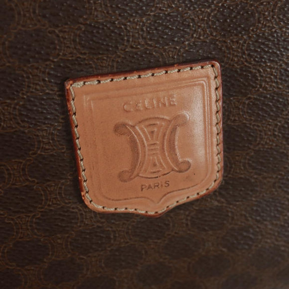 CELINE Macadam Canvas Boston Bag PVC Leather Brown Gold Auth 160037