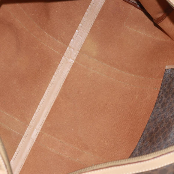 CELINE Macadam Canvas Boston Bag PVC Leather Brown Gold Auth 160037