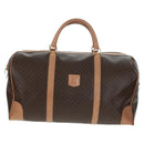 CELINE Macadam Canvas Boston Bag PVC Leather Brown Gold Auth 160037-13