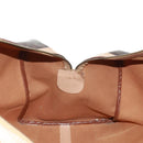 CELINE Macadam Canvas Boston Bag PVC Leather Brown Gold Auth 160037-21