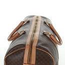 CELINE Macadam Canvas Boston Bag PVC Leather Brown Gold Auth 160037-7