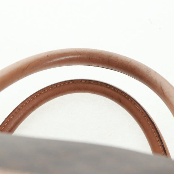 CELINE Macadam Canvas Boston Bag PVC Leather Brown Gold Auth 160037