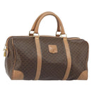 CELINE Macadam Canvas Boston Bag PVC Leather Brown Gold Auth 160040-1
