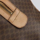 CELINE Macadam Canvas Boston Bag PVC Leather Brown Gold Auth 160040-14
