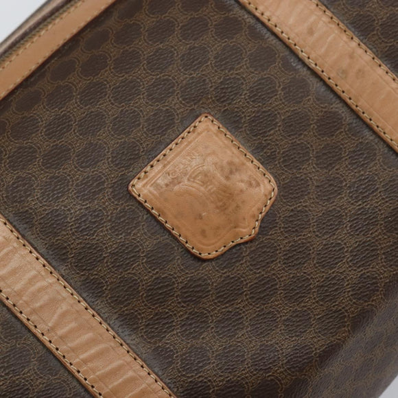 CELINE Macadam Canvas Boston Bag PVC Leather Brown Gold Auth 160040