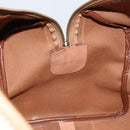 CELINE Macadam Canvas Boston Bag PVC Leather Brown Gold Auth 160040-19
