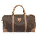CELINE Macadam Canvas Boston Bag PVC Leather Brown Gold Auth 160040-2