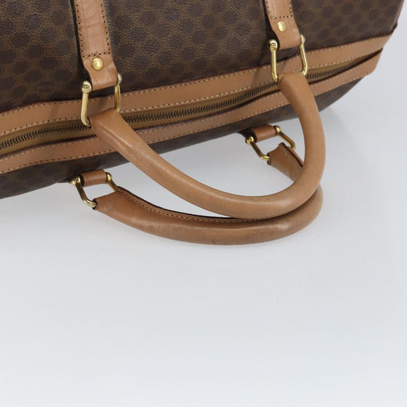 CELINE Macadam Canvas Boston Bag PVC Leather Brown Gold Auth 160040