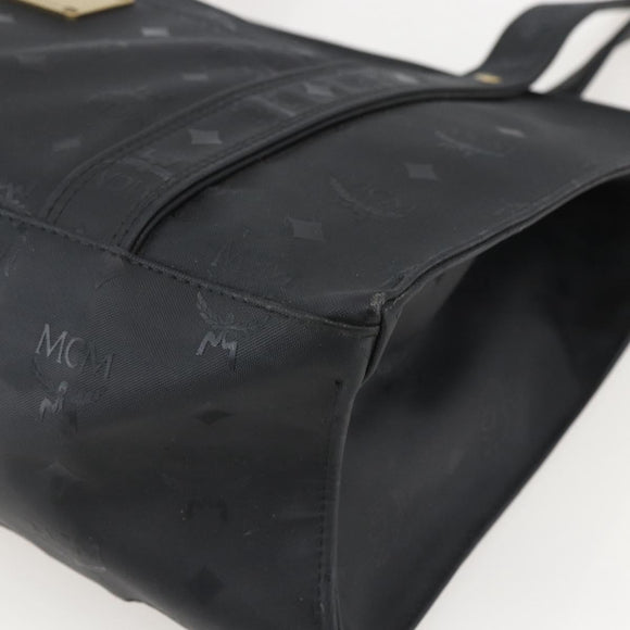 MCM Logogram Vicetos Tote Bag PVC Black Gold Auth 160044