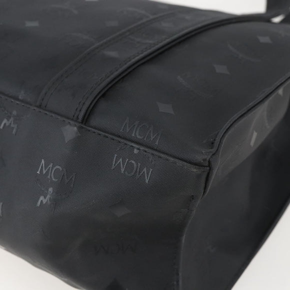 MCM Logogram Vicetos Tote Bag PVC Black Gold Auth 160044