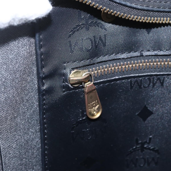 MCM Logogram Vicetos Tote Bag PVC Black Gold Auth 160044