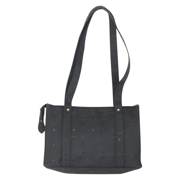 MCM Logogram Vicetos Tote Bag PVC Black Gold Auth 160044