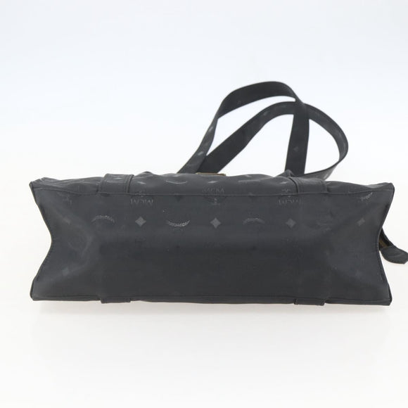 MCM Logogram Vicetos Tote Bag PVC Black Gold Auth 160044