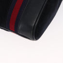 GUCCI Sherry Line Shoulder Bag Suede Navy Gold Auth 160045-9