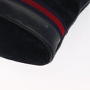 GUCCI Sherry Line Shoulder Bag Suede Navy Gold Auth 160045-16