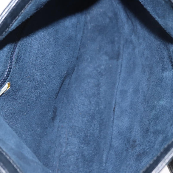 GUCCI Sherry Line Shoulder Bag Suede Navy Gold Auth 160045