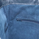 GUCCI Sherry Line Shoulder Bag Suede Navy Gold Auth 160045-20