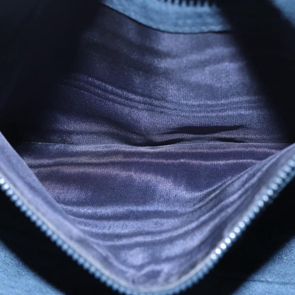 GUCCI Sherry Line Shoulder Bag Suede Navy Gold Auth 160045