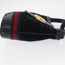 GUCCI Sherry Line Shoulder Bag Suede Navy Gold Auth 160045-3