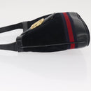 GUCCI Sherry Line Shoulder Bag Suede Navy Gold Auth 160045-4