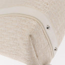 Christian Dior Trotter Canvas Tote Bag Weiß Silber Auth 160046-15