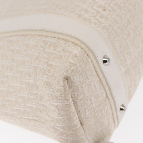 Christian Dior Trotter Canvas Tote Bag Weiß Silber Auth 160046