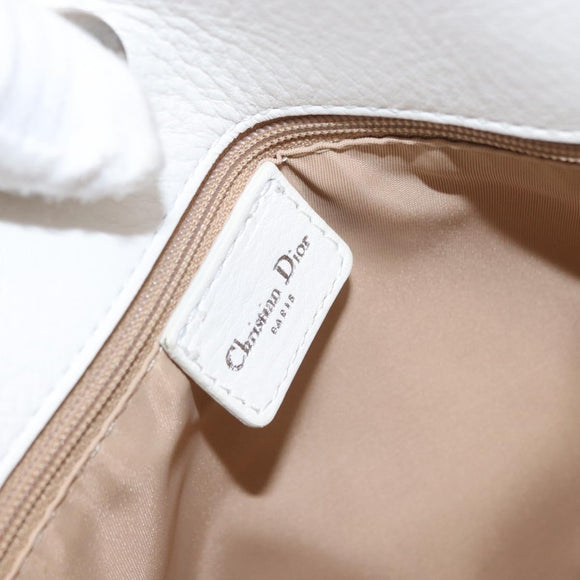 Christian Dior Trotter Canvas Tote Bag Weiß Silber Auth 160046