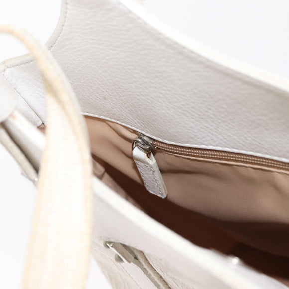 Christian Dior Trotter Canvas Tote Bag Weiß Silber Auth 160046
