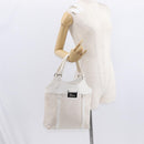 Christian Dior Trotter Canvas Tote Bag Weiß Silber Auth 160046-22