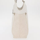 Christian Dior Trotter Canvas Tote Bag Weiß Silber Auth 160046-3