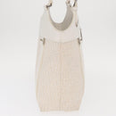 Christian Dior Trotter Canvas Tote Bag Weiß Silber Auth 160046-4