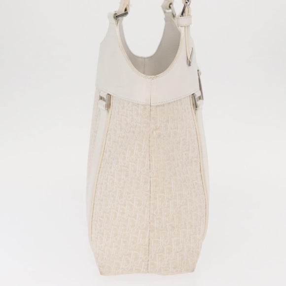 Christian Dior Trotter Canvas Tote Bag Weiß Silber Auth 160046