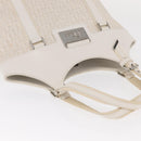 Christian Dior Trotter Canvas Tote Bag Weiß Silber Auth 160046-6