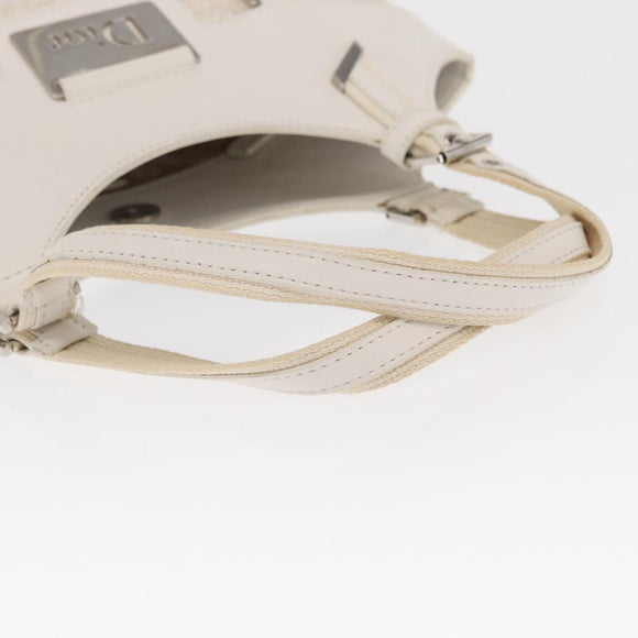 Christian Dior Trotter Canvas Tote Bag Weiß Silber Auth 160046