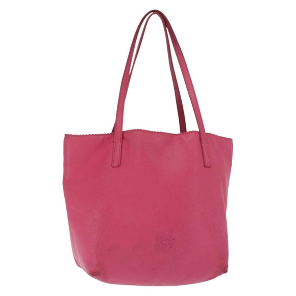 LOEWE Hand Bag Leather Pink Silver Auth 160047