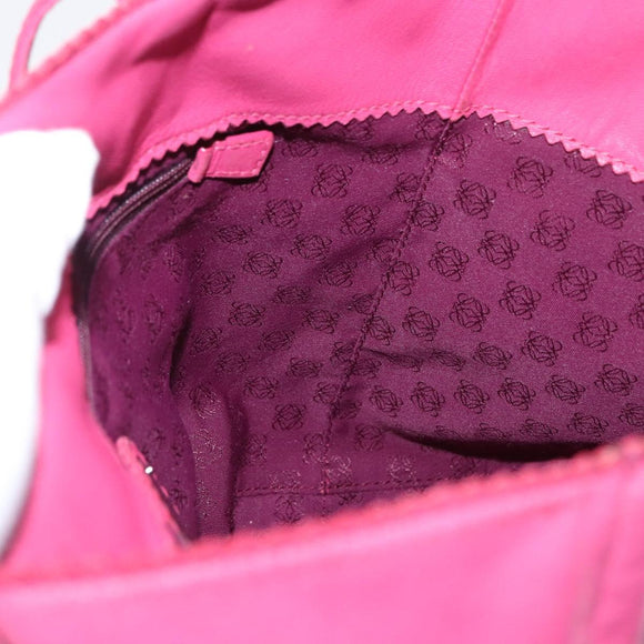 LOEWE Hand Bag Leather Pink Silver Auth 160047