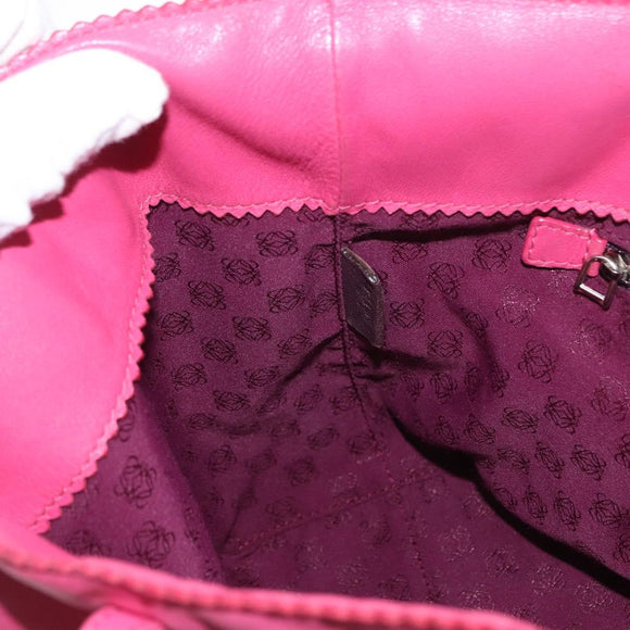 LOEWE Hand Bag Leather Pink Silver Auth 160047