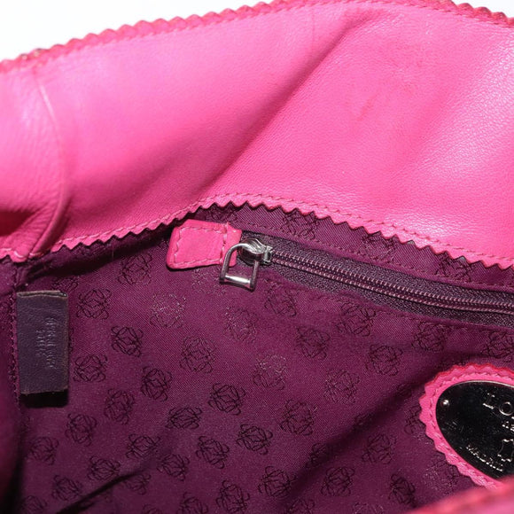 LOEWE Hand Bag Leather Pink Silver Auth 160047