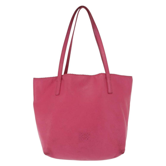 LOEWE Hand Bag Leather Pink Silver Auth 160047