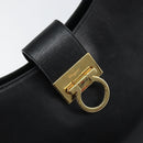 Salvatore Ferragamo Hand Bag Leather Black Gold Auth 160052-14