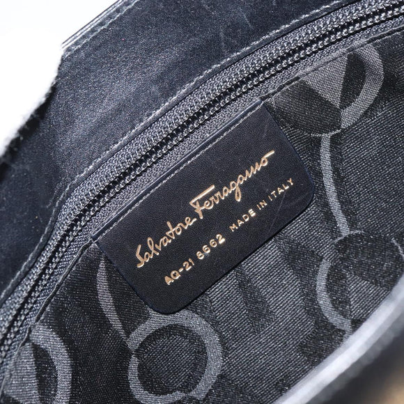 Salvatore Ferragamo Hand Bag Leather Black Gold Auth 160052