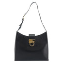 Salvatore Ferragamo Hand Bag Leather Black Gold Auth 160052-2