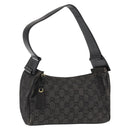 GUCCI GG Canvas Shoulder Bag Black Gold 92699 Auth 160053-1