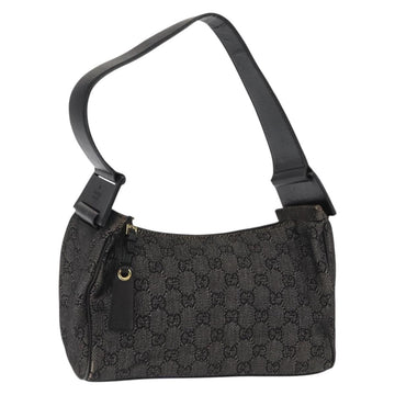 GUCCI GG Canvas Shoulder Bag Black Gold 92699 Auth 160053